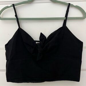 Maje linen blend tie front top